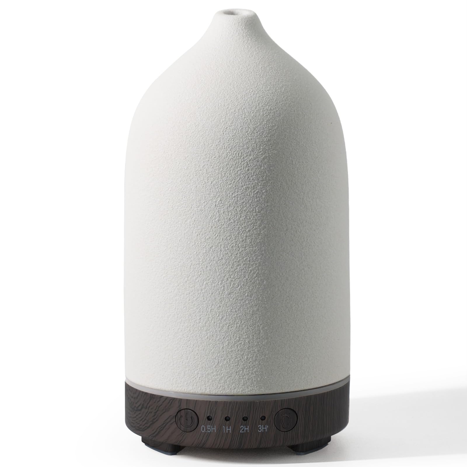 Diffuserlove Ceramic Diffuser 160ML – Aromatherapy Essential Oil Diffuser (Black Wood Base)