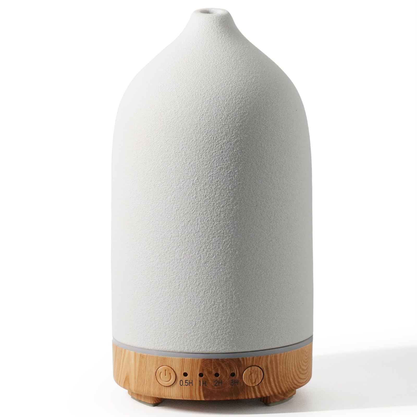 Diffuserlove Ceramic Essential Oil Diffuser 160ML – Auto Shut-Off, 7-Color LED, Quiet Humidifier (Yellow Wood Pattern)
