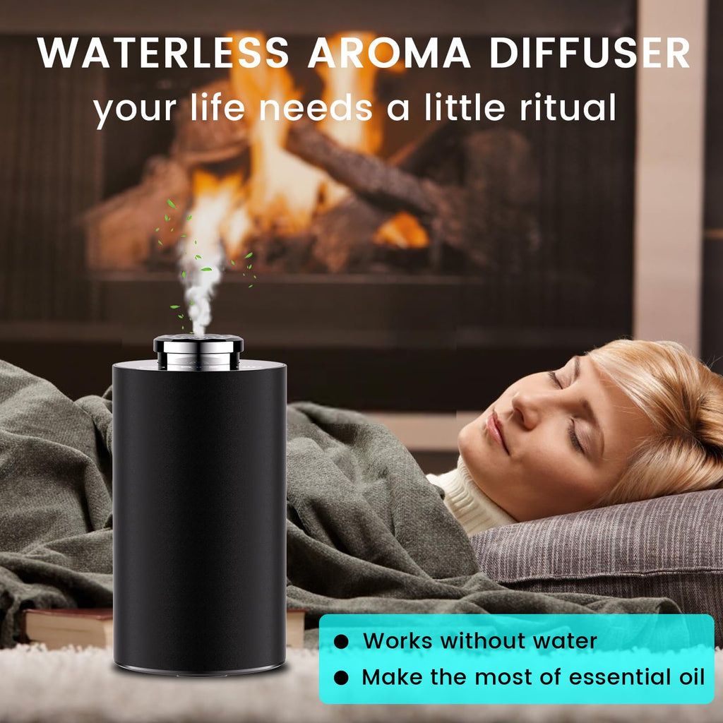 Diffuserlove Waterless Car Diffuser – Rechargeable Portable Aromatherapy (Metal Black)