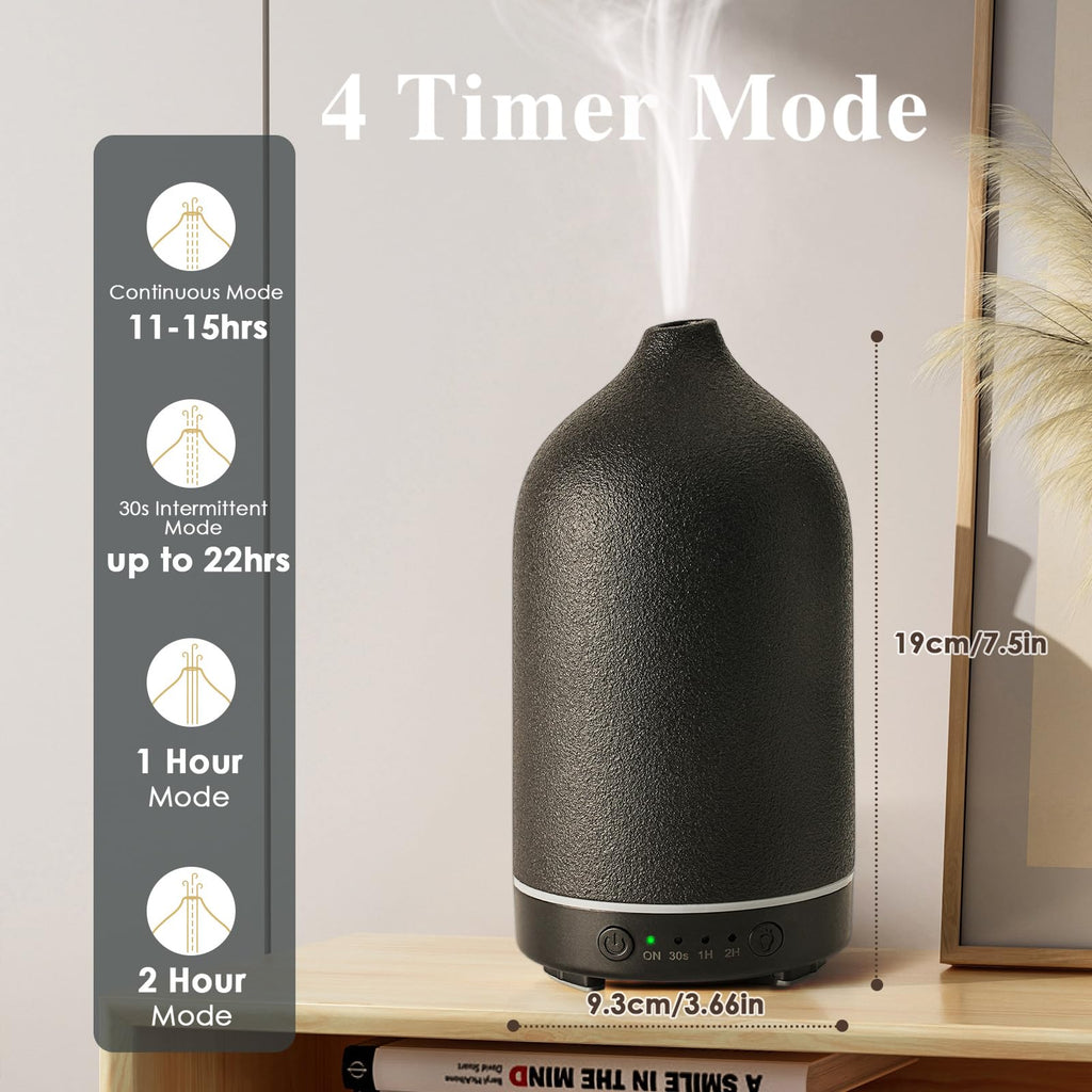 Diffuserlove Ceramic Essential Oil Diffuser – Stone Cover, Auto Shut-off