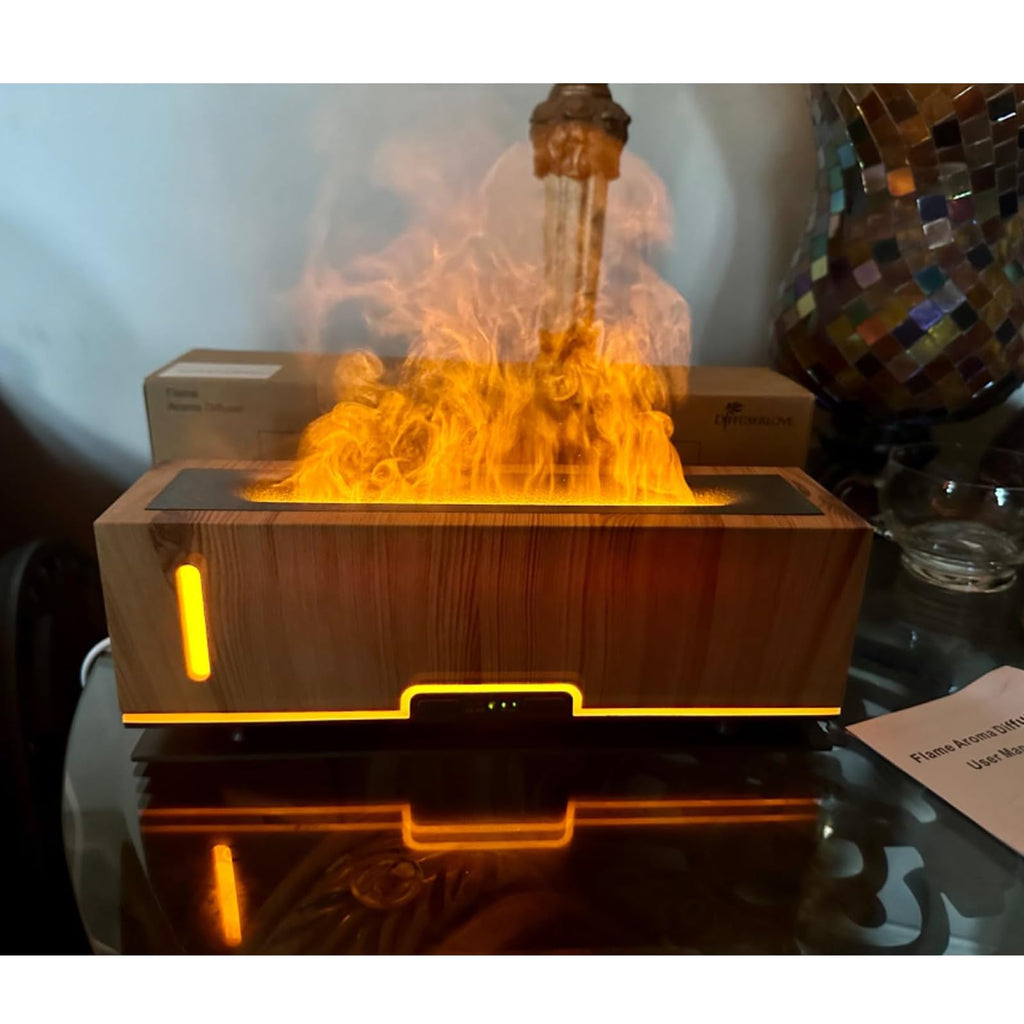 Diffuserlove Flame Diffuser 200ml - Realistic Fire Aroma Diffuser for Bedroom