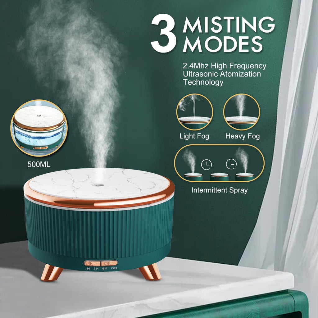 Diffusers for Essential Oils Large Room - 500ml Aromatherapy Diffuser with Remote, 7 Color Lights, 3 Mist Modes, Auto Off