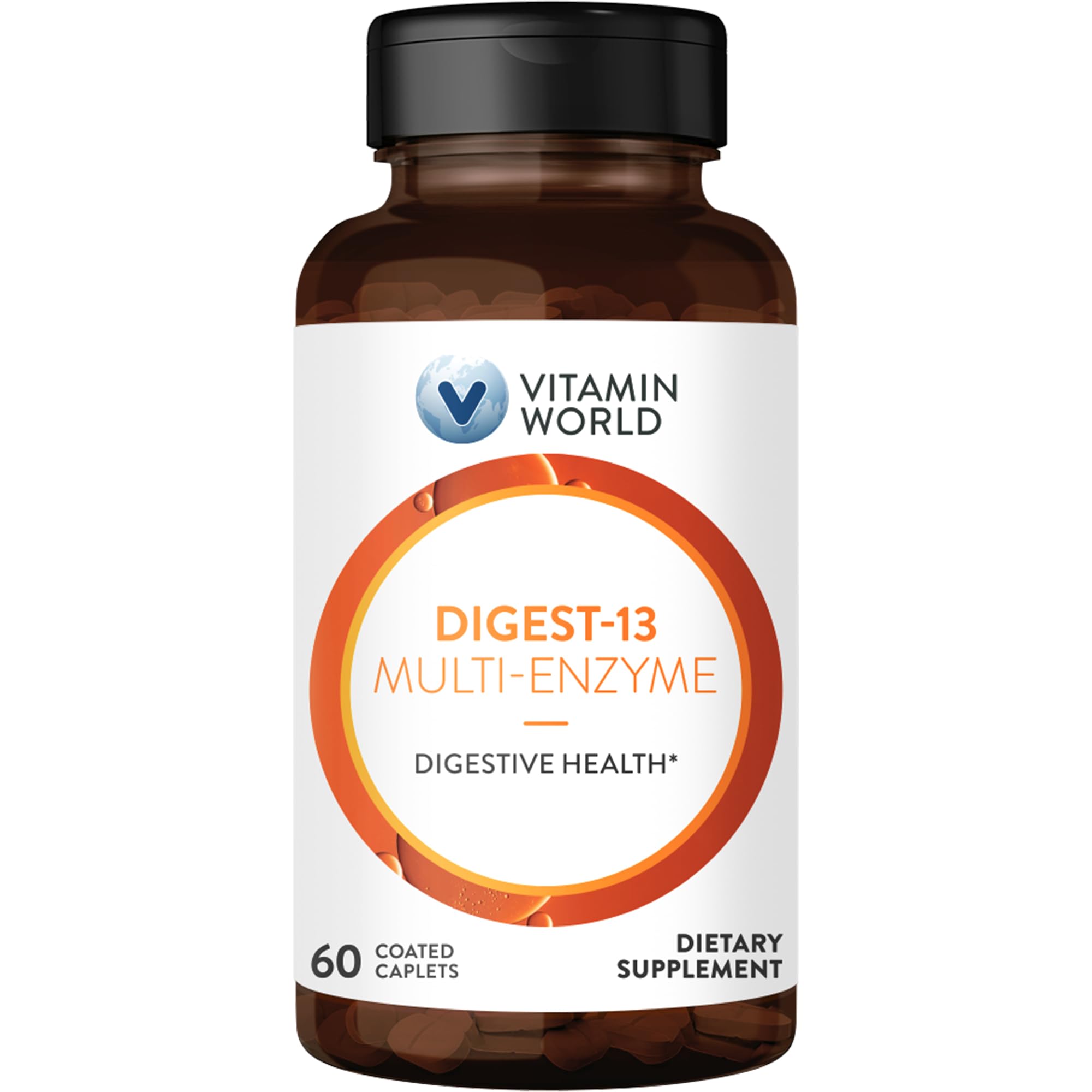 Vitamin World Digest-13 Multi-Enzyme – 1010mg Digestive Enzymes, 60 Caplets