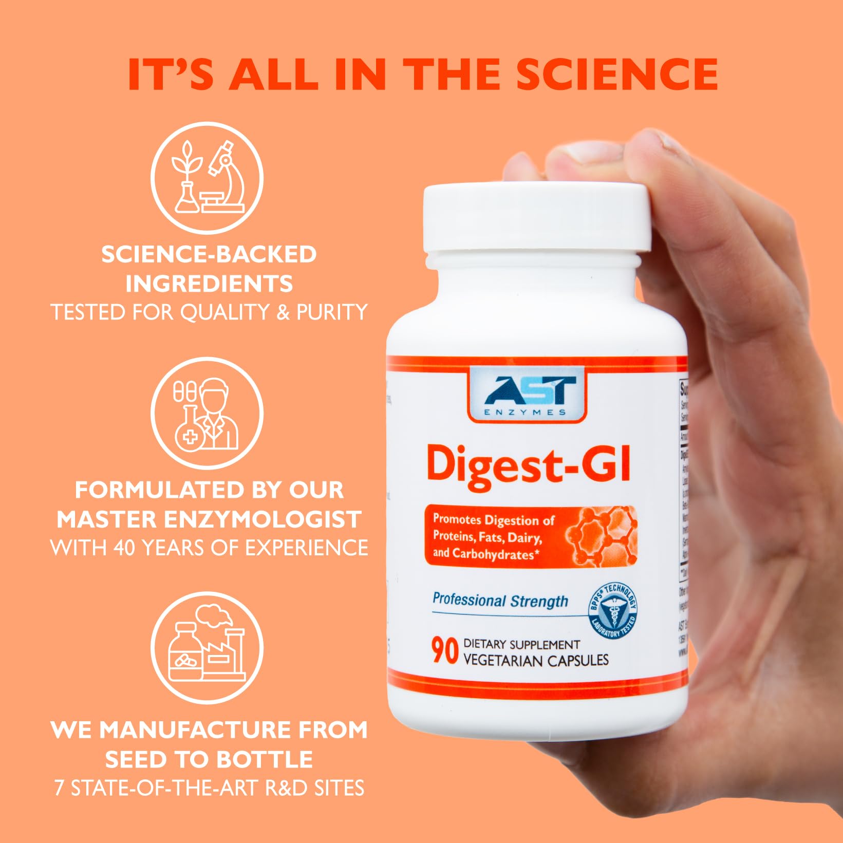 AST Enzymes Digest-GI Digestive Enzyme - 90 Vegetarian Capsules