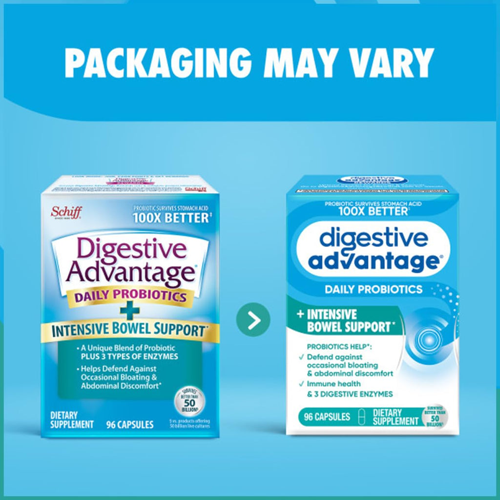Digestive Advantage IBS Probiotics + Enzymes – Intensive Bowel Support, 96 Capsules