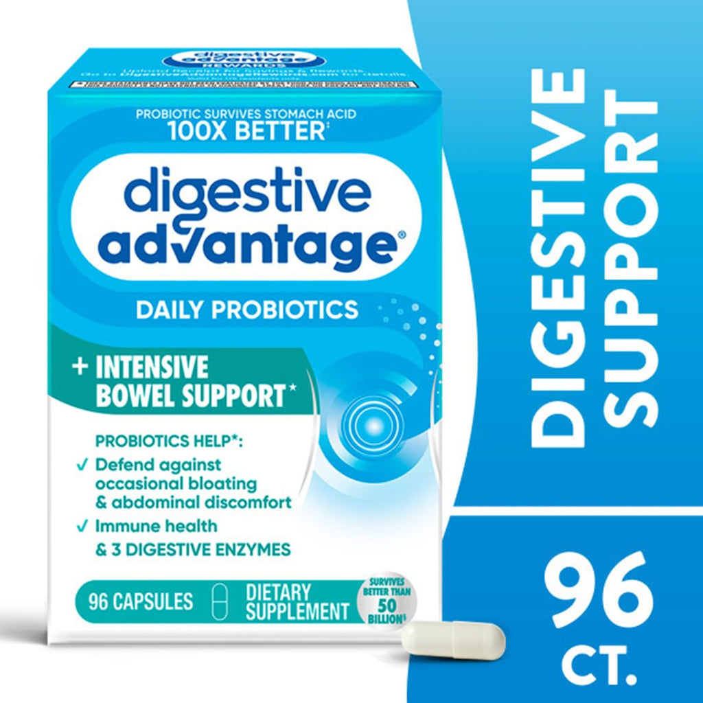 Digestive Advantage IBS Probiotics + Enzymes – Intensive Bowel Support, 96 Capsules