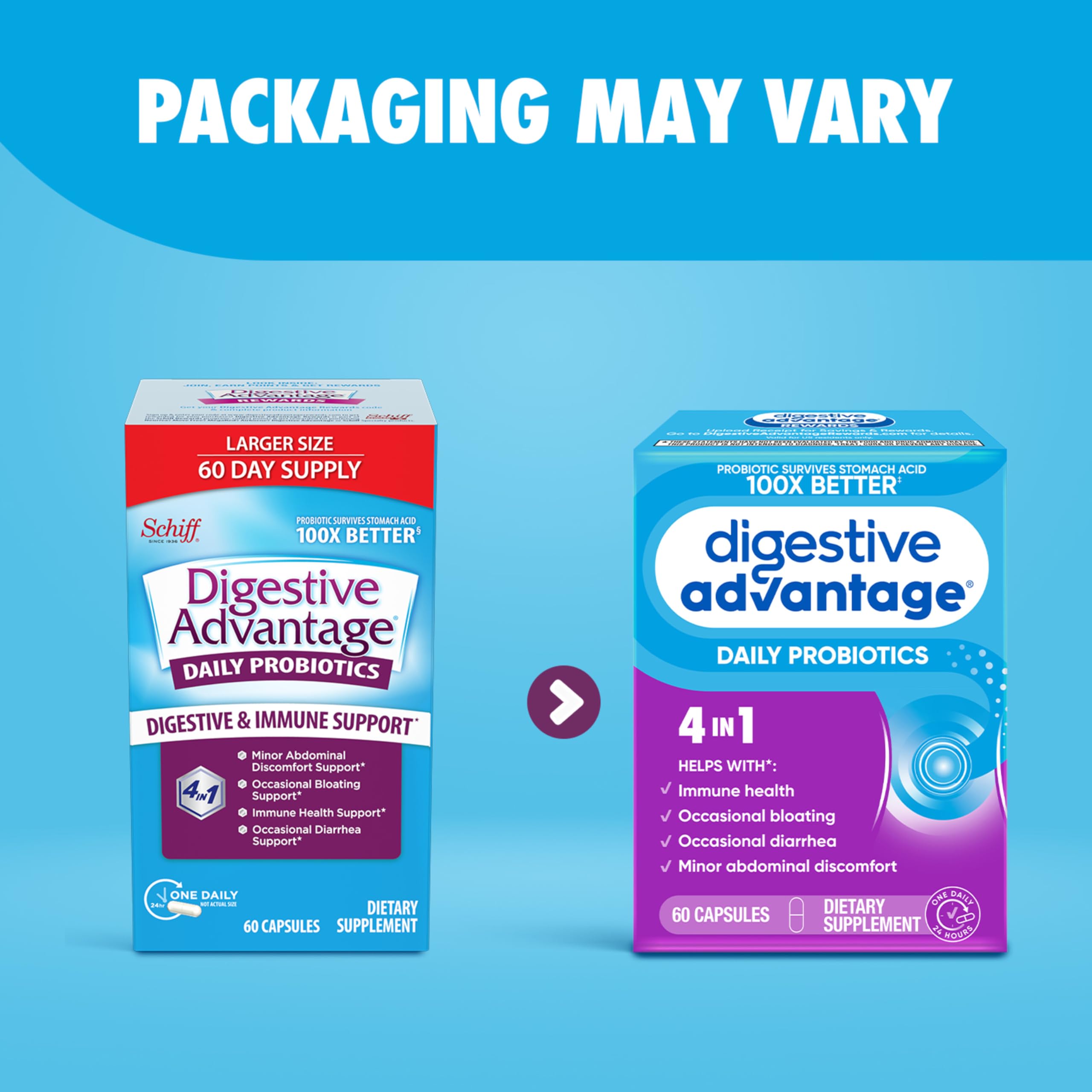 Digestive Advantage Probiotics – Daily Probiotics for Gut Health & Immune Support (60ct)