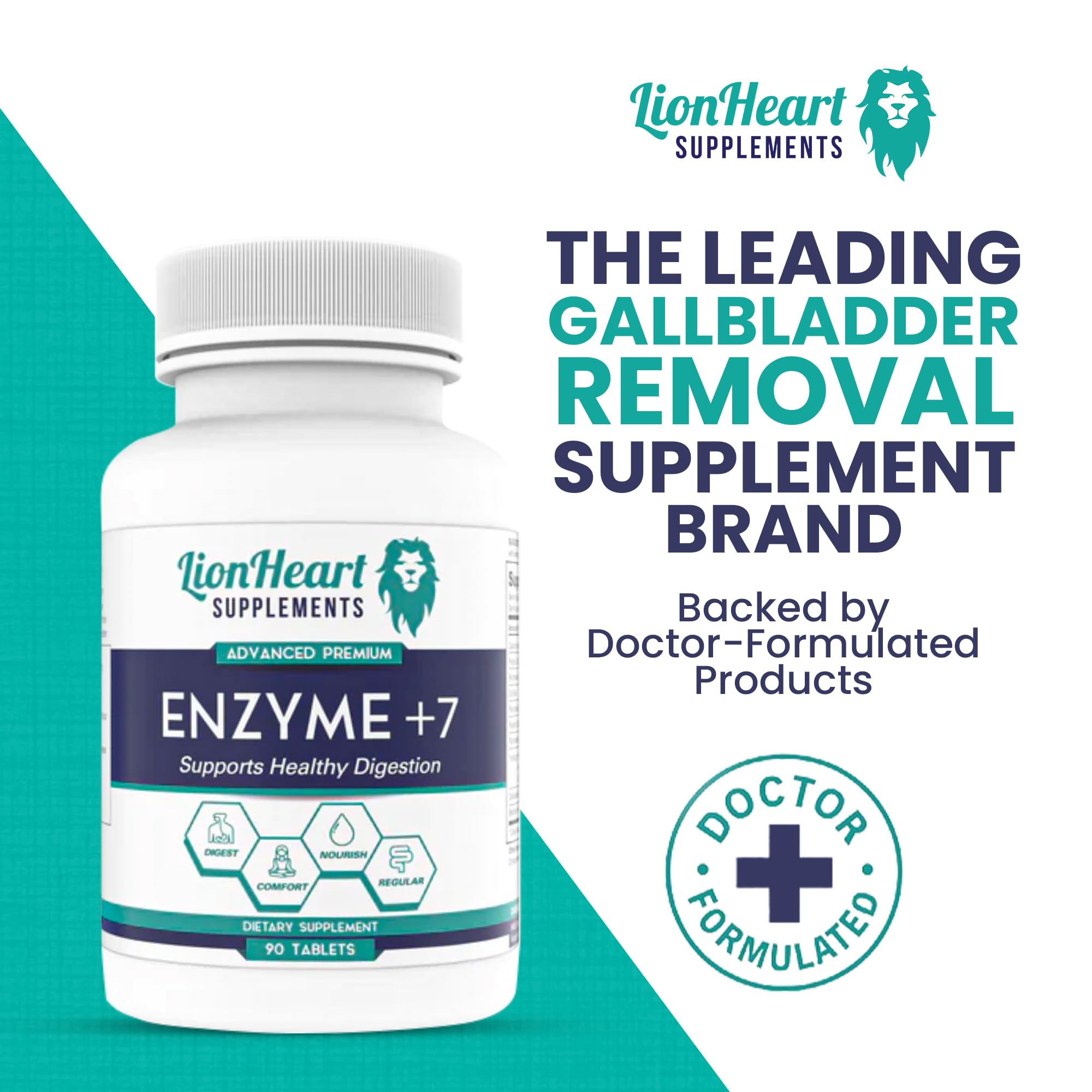 Digestive Enzymes with Purified Ox Bile Salts – Gallbladder Removal Support, Gas & Bloating Relief
