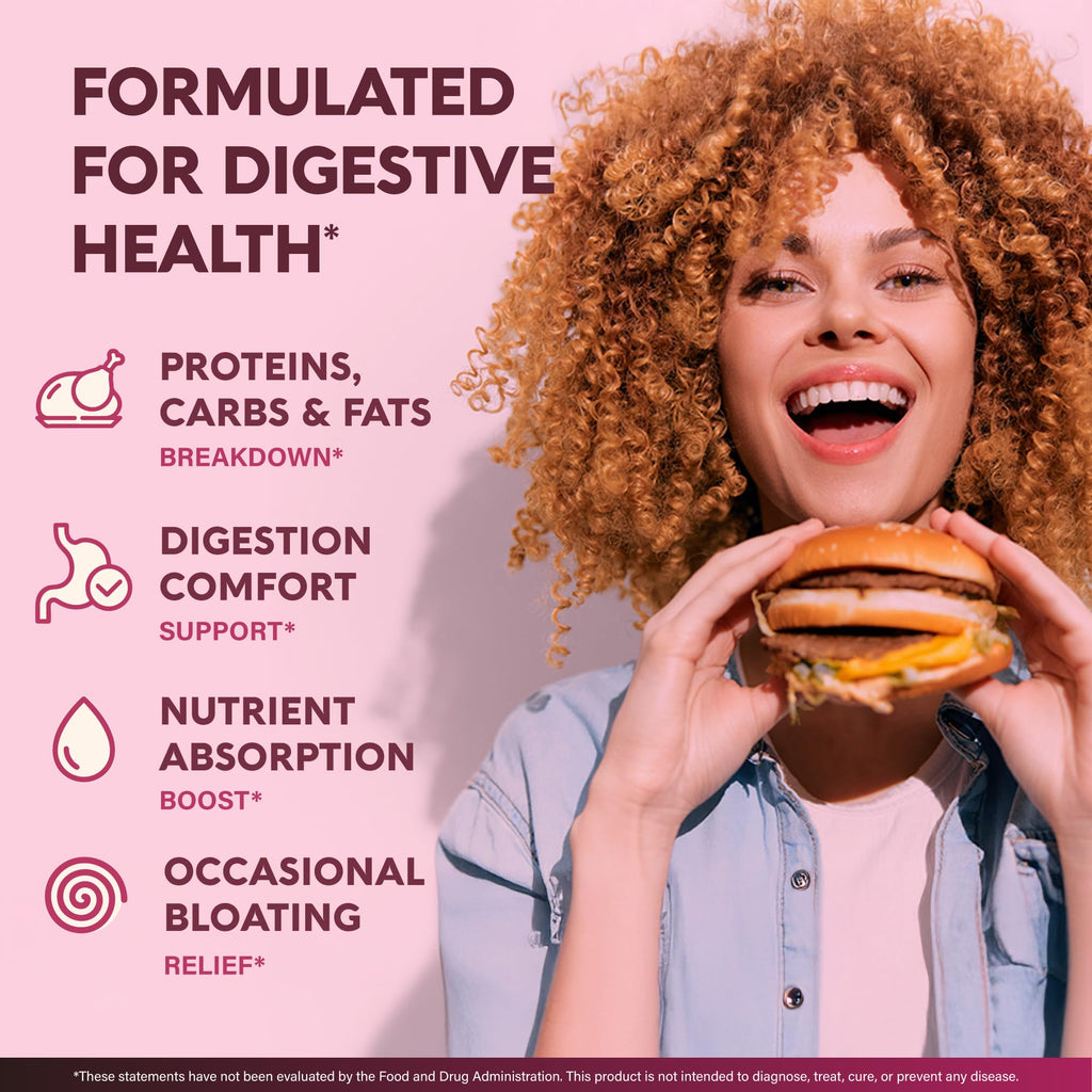Digestive Enzymes for Women - Multi Digestive Enzymes | Papaya | Bromelain | Probiotic & Prebiotics - Gut & Digestion Support, Bloating Relief - Vegan, Lab Tested - Made in USA - 90 Capsules, One/Day