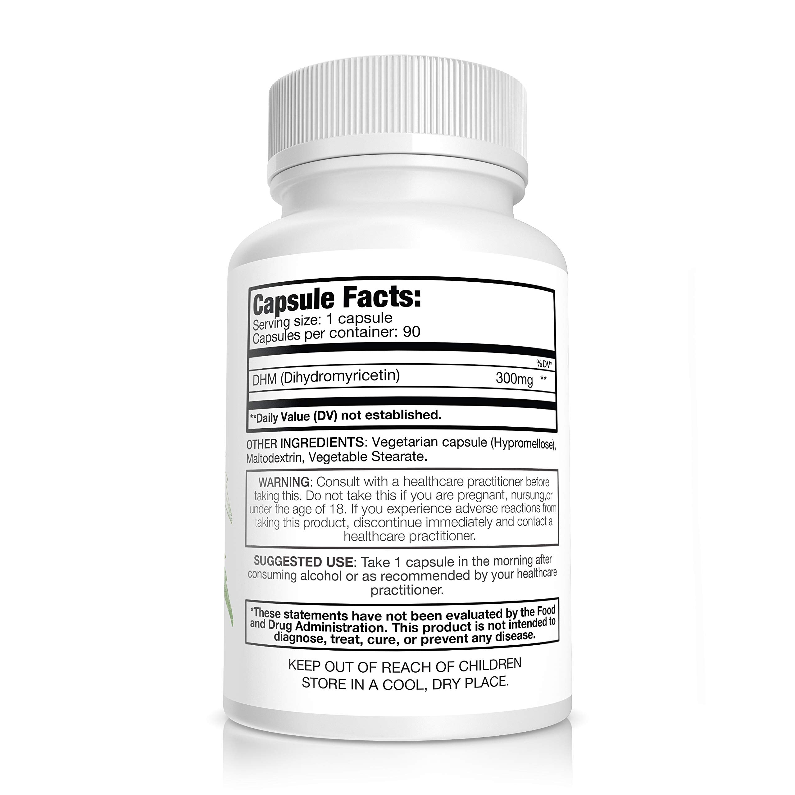 Pure Nootropics Dihydromyricetin (DHM) 300 mg Capsules | Hovenia Dulcis Extract | 90 Veg Cap Value Pack | Liver Health Support | After Alcohol Recovery | Party Smart