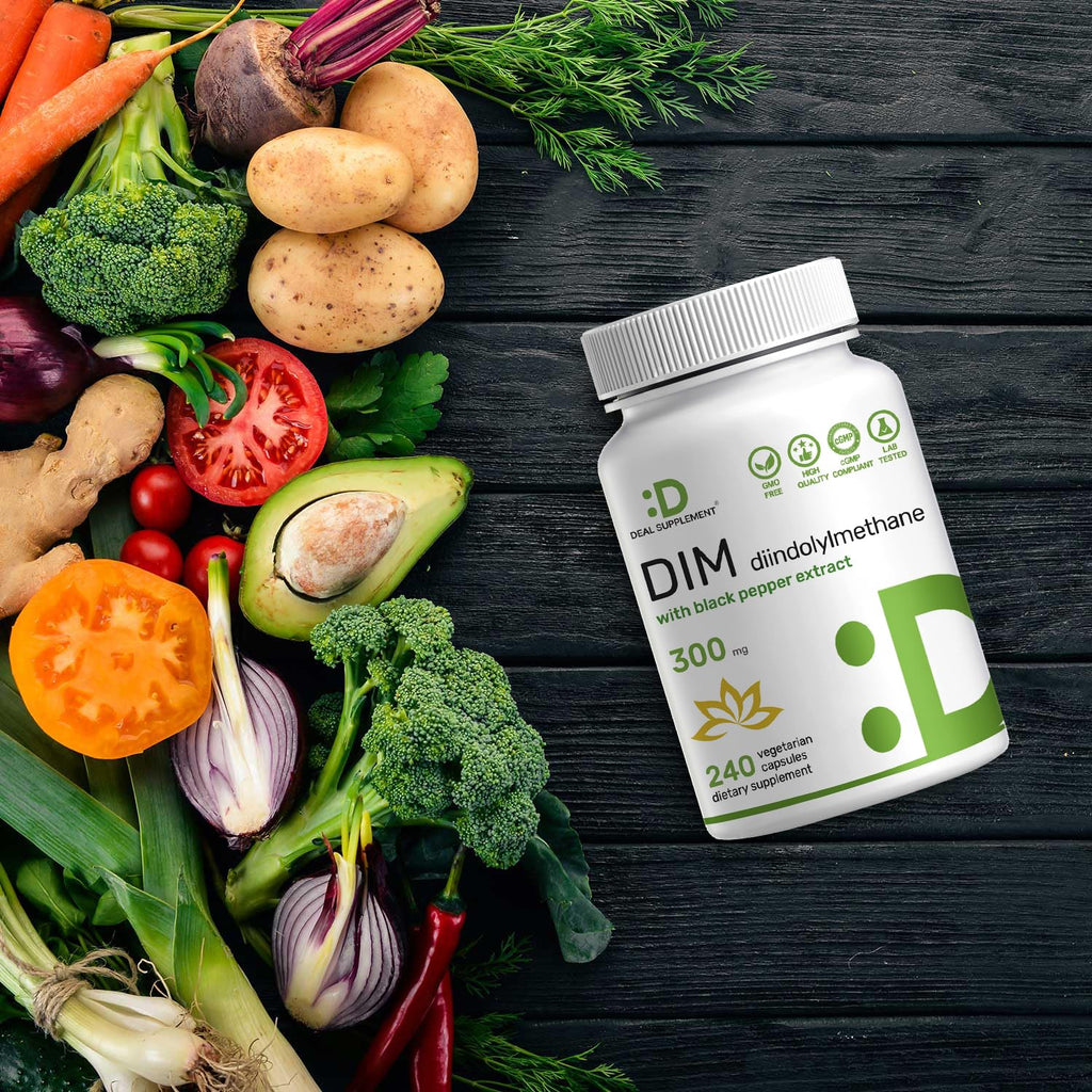 DIM Supplement 300mg, 240 Caps, 4 Months Supply | Estrogen Balance for Men & Women | Diindolylmethane Plus Black Pepper Extract for Enhanced Absorption | Hormonal & Skin Health Support