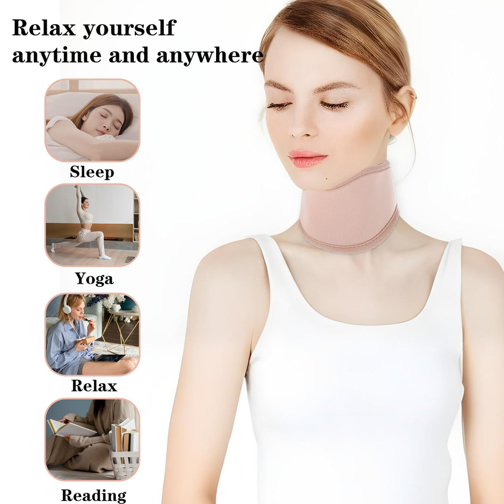 Dimeho Thyroid Castor Oil Neck Wrap - 2 Pack Organic Castor Oil Packs for Thyroid Neck (Khaki & White)