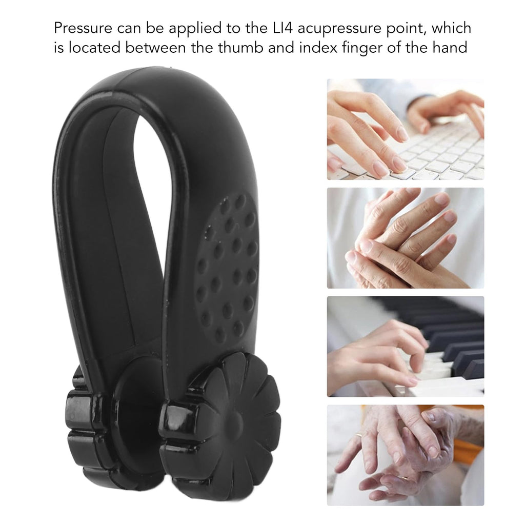 Dioche 4pcs Acupressure Relaxation Clip – Flower Shaped Wearable Hand Tool (Black) – Stress Relief & Tension Relief – Wholesale