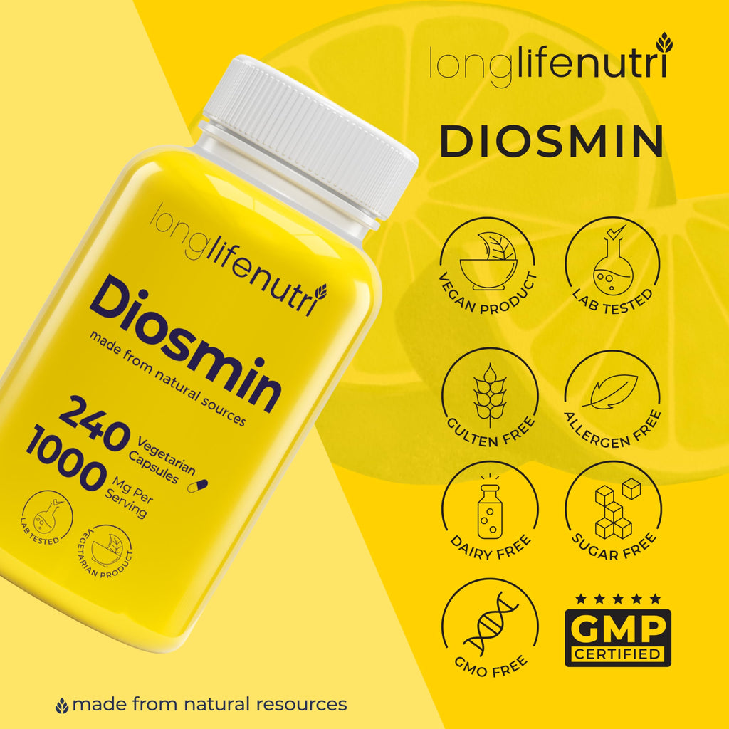 Diosmin 1000mg Advanced Formula – 240 Caps | Circulatory Support, Made in USA