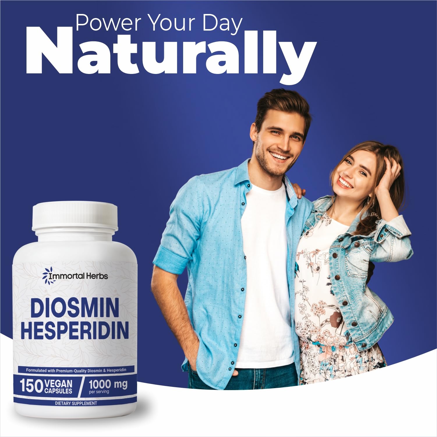 Immortal Herbs Diosmin Hesperidin 1000mg Complex – 150 Vegan Capsules | Gluten Free & Non-GMO