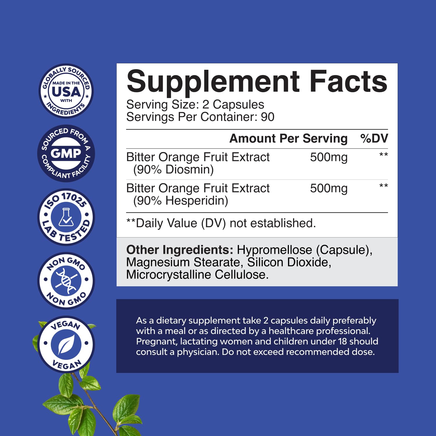 Nature's Craft Diosmin Hesperidin 1000mg Complex for Circulation – 3 Month Supply