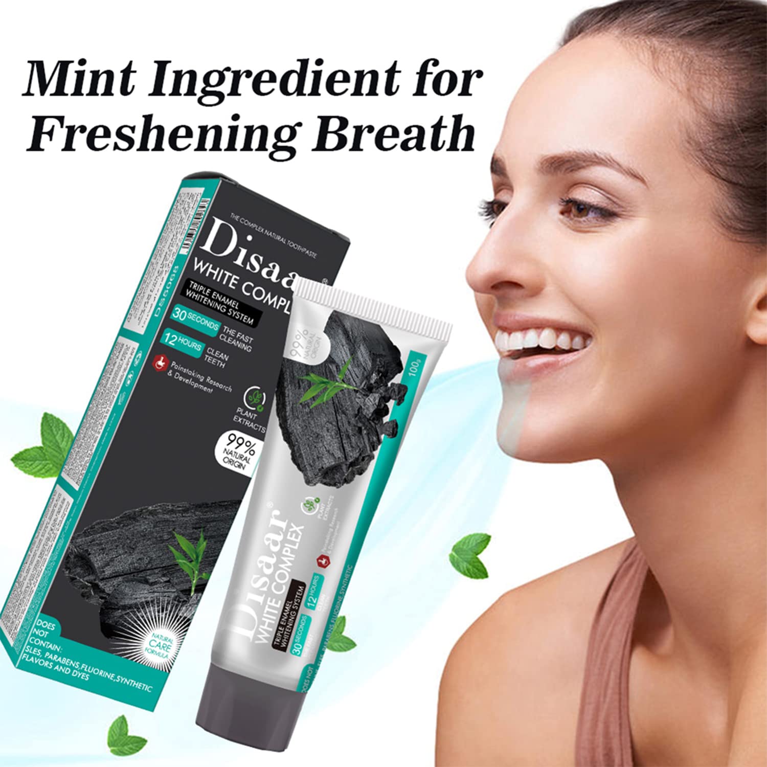 Disaar Beauty Whitening Complex Toothpaste - Charcoal & Banana Flower 100g