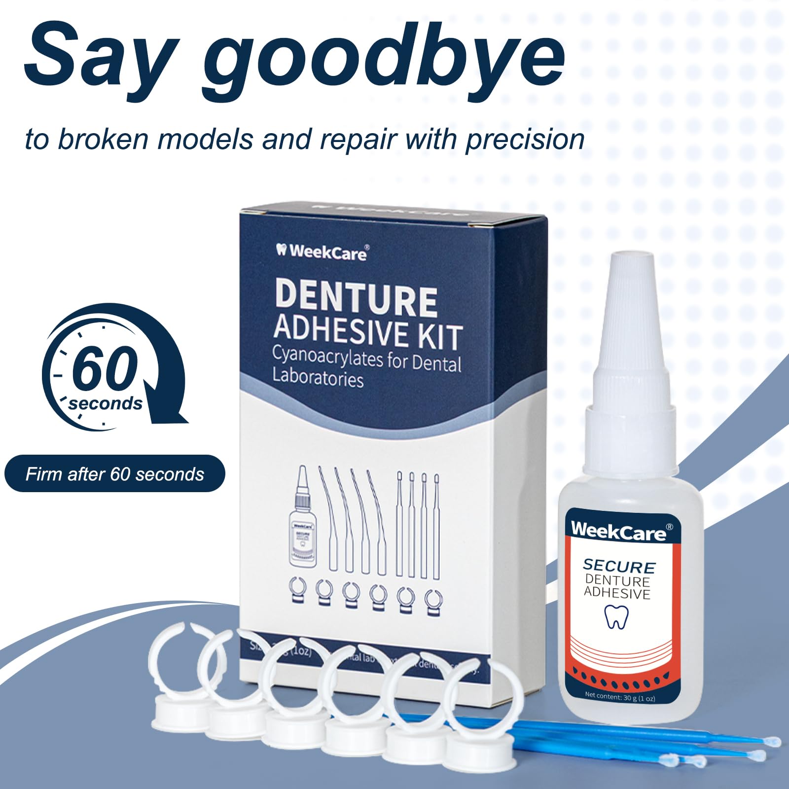 Dental Lab Denture Repair Glue (1oz) – Fast-Setting Bonding Adhesive for Dentures