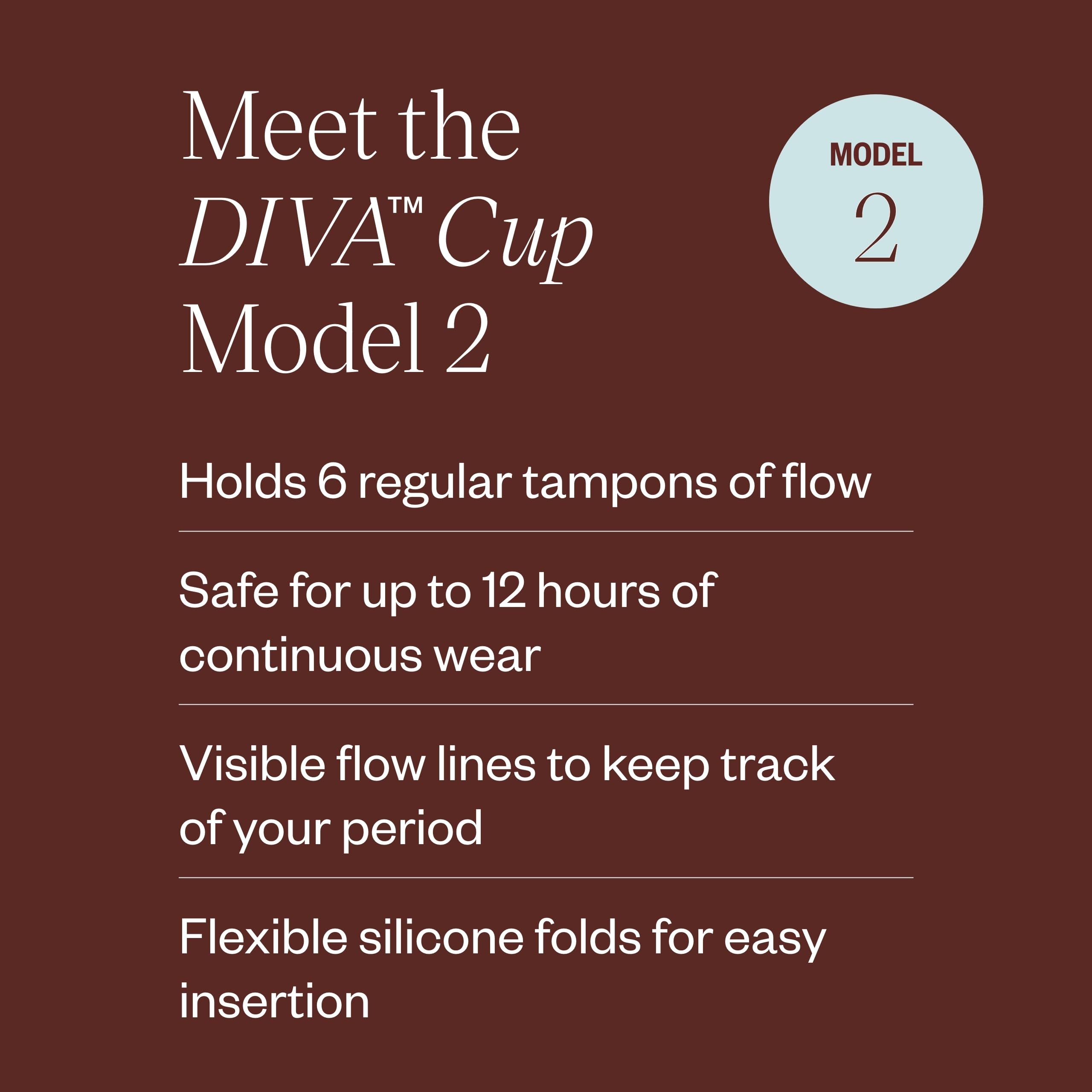 DIVA Cup Model 2 | Medical Grade Silicone Reusable Period Cup With Enamel Pin (Up to 12 Hours)