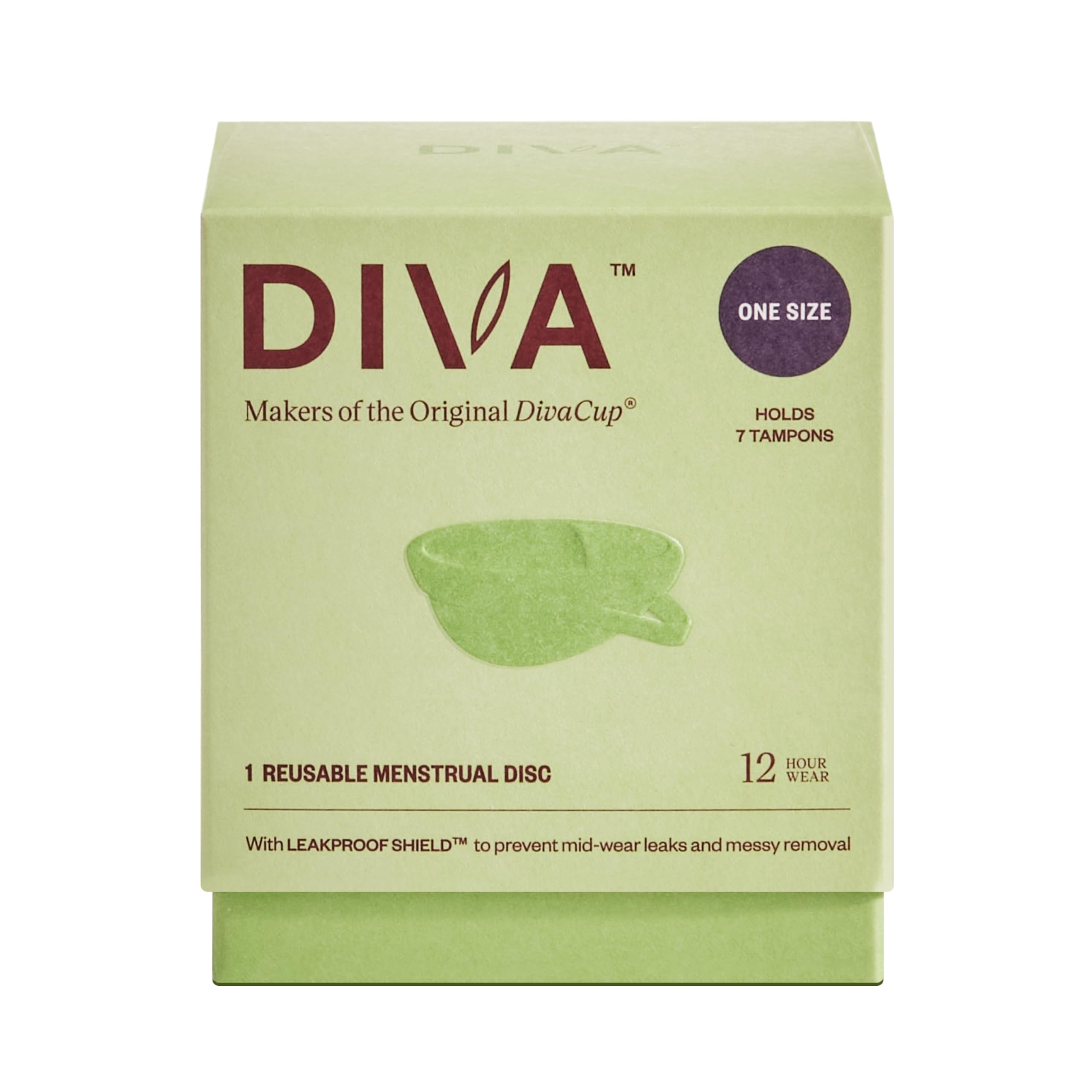 Diva Disc by DivaCup – Reusable Menstrual Disc, Leakproof Shield, 12-Hour Wear (Holds 7 Tampons)