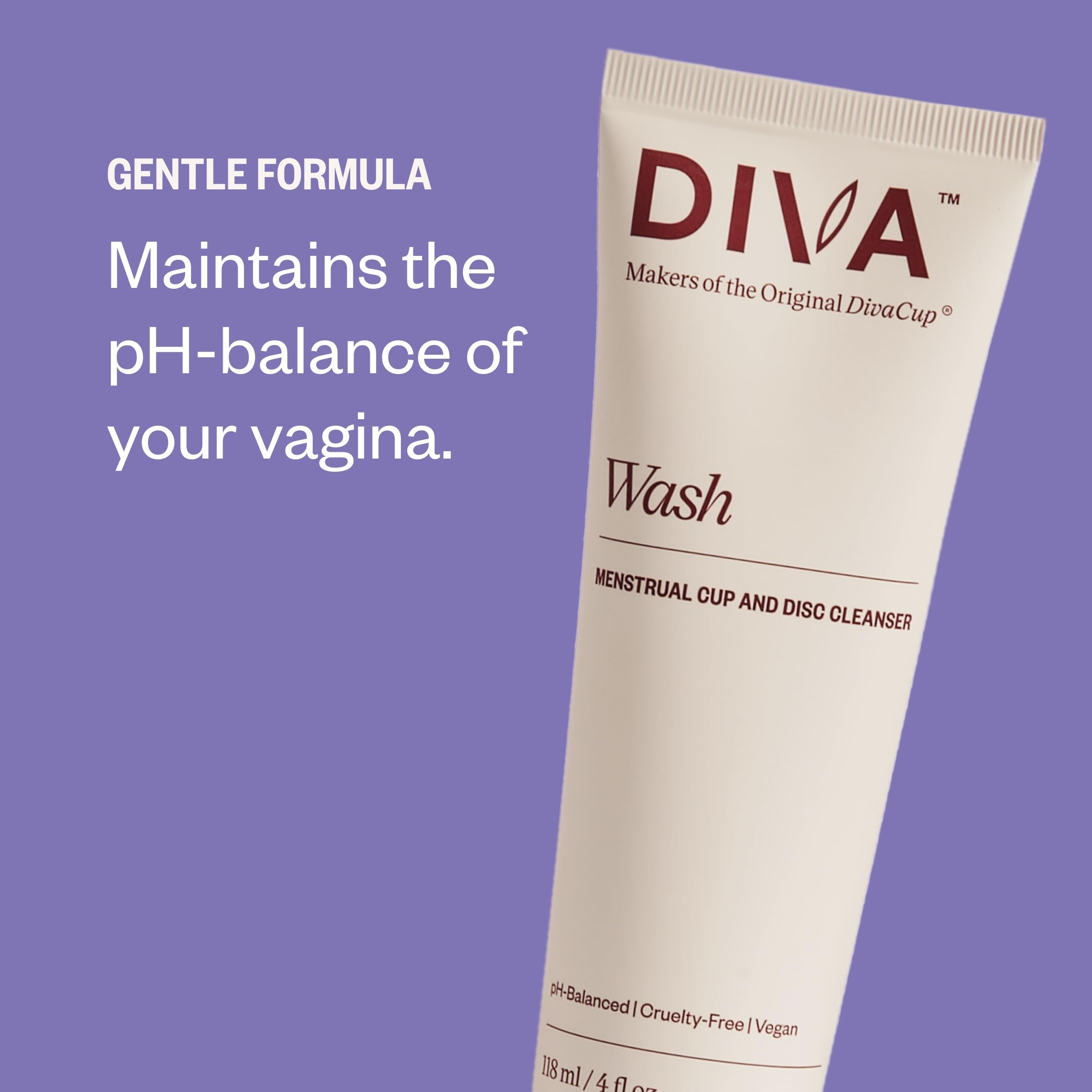 DIVA Wash: Plant-Based Menstrual Cup & Disc Cleanser — One-Drop Formula, Fresh Citrus (4 fl oz)