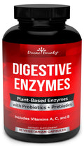 Divine Bounty Digestive Enzymes with Probiotics & Prebiotics – 90 Vegetarian Capsules
