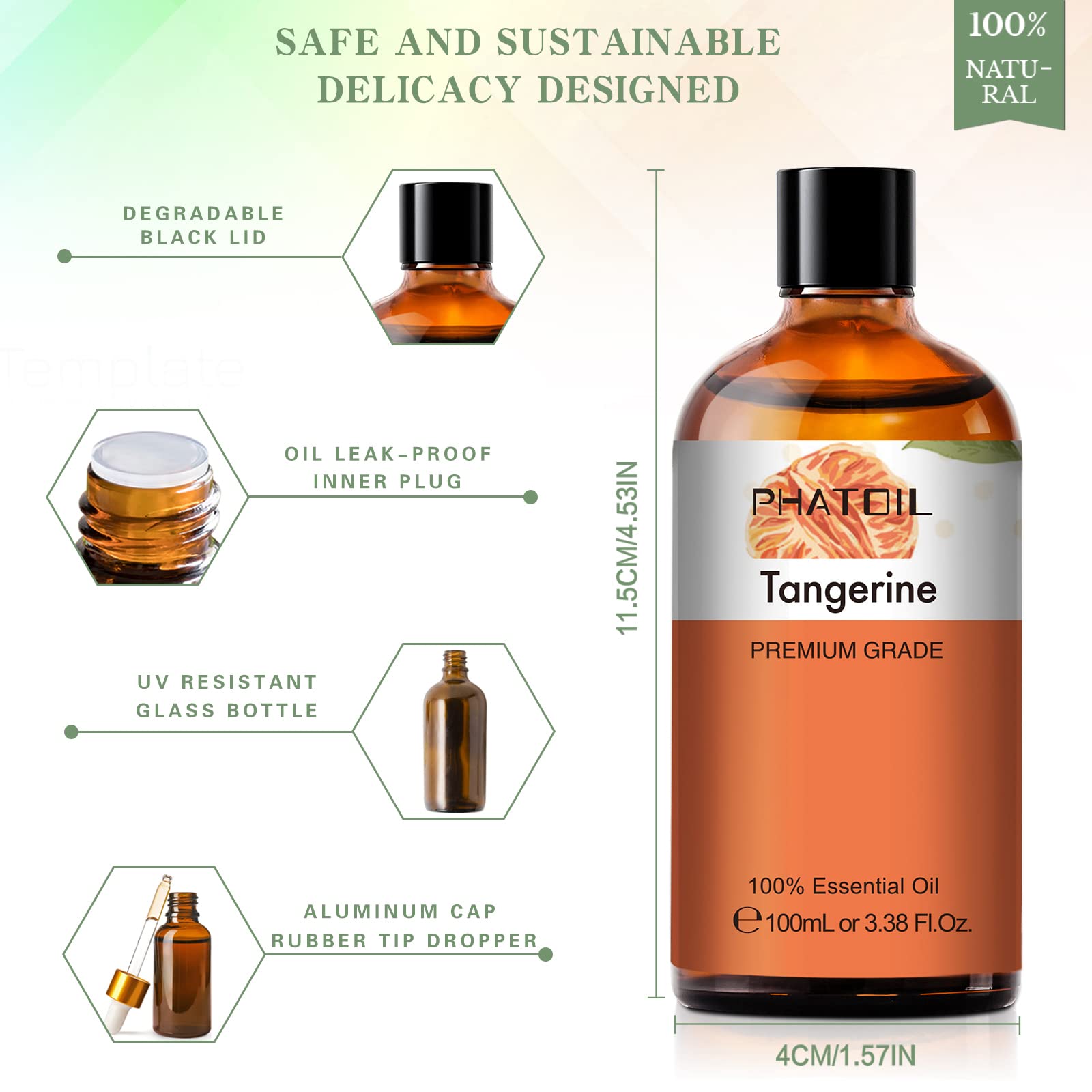 PHATOIL Tangerine Essential Oil 100ml – Aromatherapy, Diffusers, Candles & Soaps