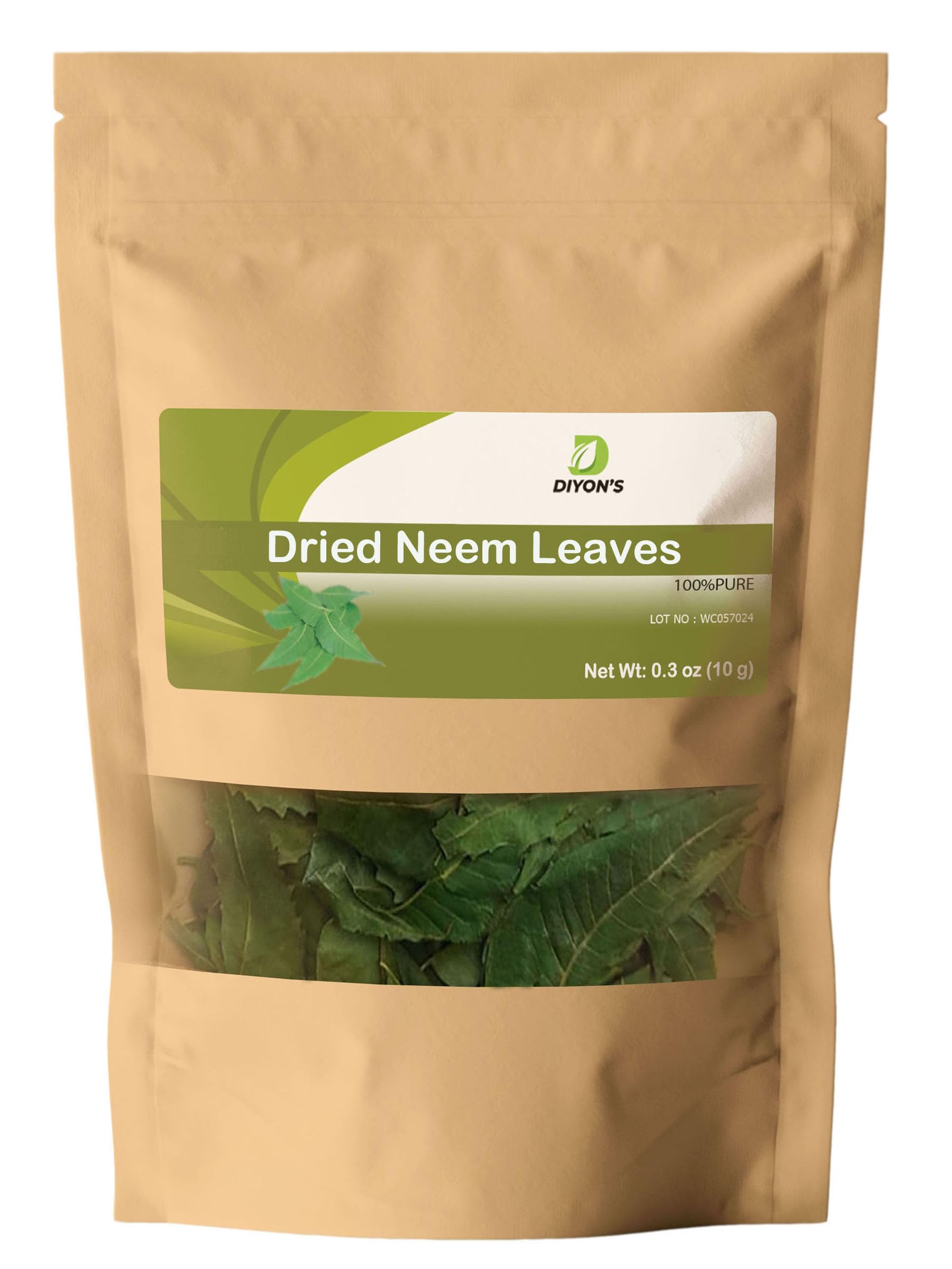 Diyon's Dried Neem Leaves - 0.3 oz/10 g, 100% Natural, Sri Lanka