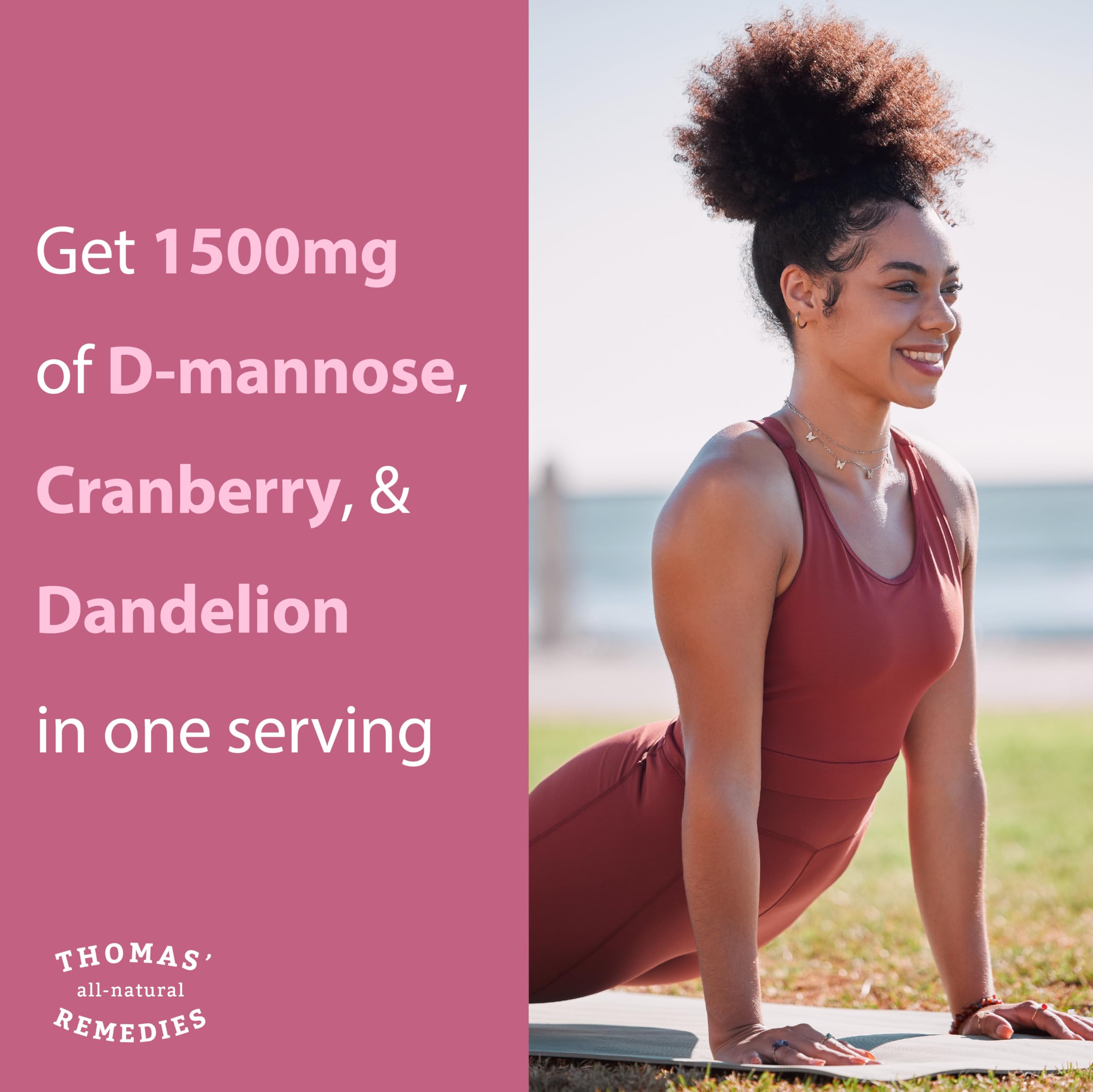 Thomas' All-Natural D-Mannose 1200mg with Cranberry & Dandelion | UTI Health Support | Vegan
