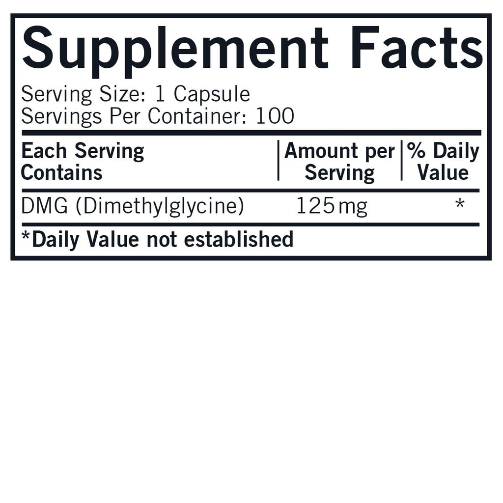 DMG (Dimethylglycine), 125 mg, 100 Capsules, Kirkman Labs