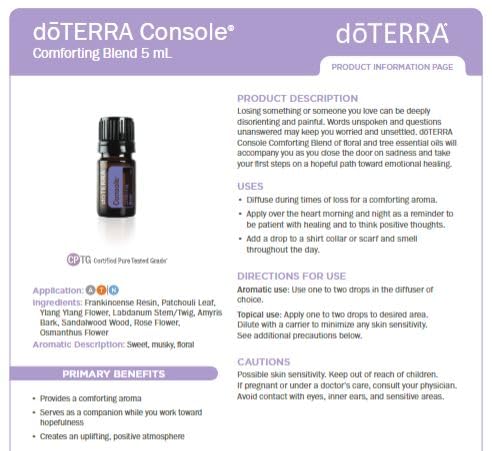 doTERRA Console Essential Oil - Comforting Blend (5 mL) | Grounding & Renewal