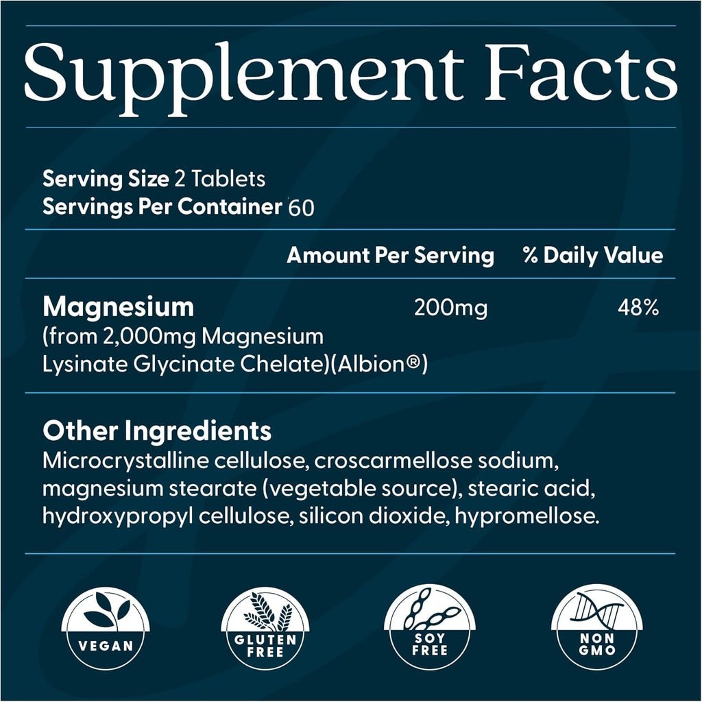 Doctor’s Best High Absorption Magnesium Glycinate Lysinate – 200 mg, 120 Tablets | Sleep & Muscle Relaxation