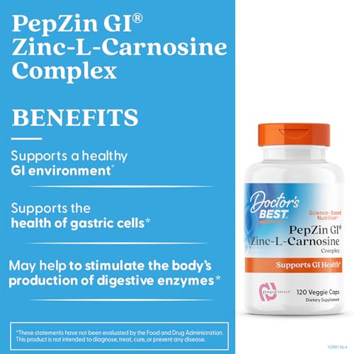Doctor's Best PepZin GI Zinc-L-Carnosine Complex - Digestive Support, Non-GMO, Vegan, Gluten Free