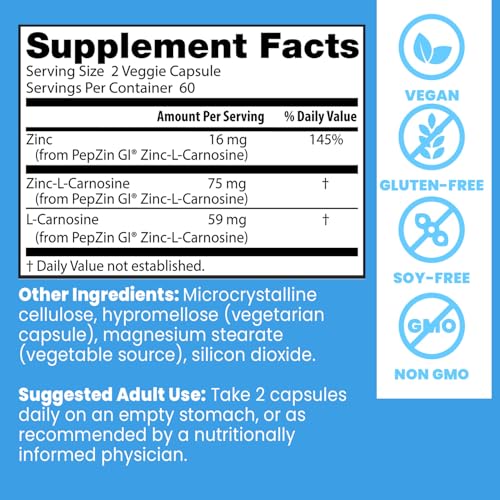 Doctor's Best PepZin GI Zinc-L-Carnosine Complex - Digestive Support, Non-GMO, Vegan, Gluten Free