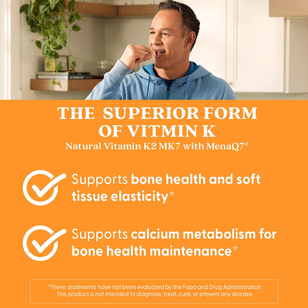 Doctor's Best Natural Vitamin K2 MK-7 Capsule (180 Ct) – Bone Health & Soft Tissue Elasticity