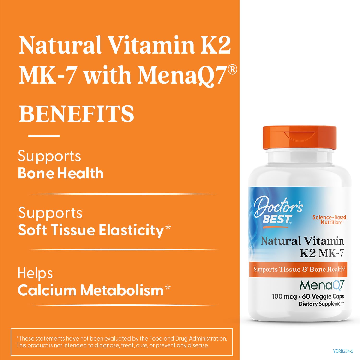 Doctor's Best Vitamin K2 MK-7 with MenaQ7 - 100 mcg, 60 Veggie Capsules