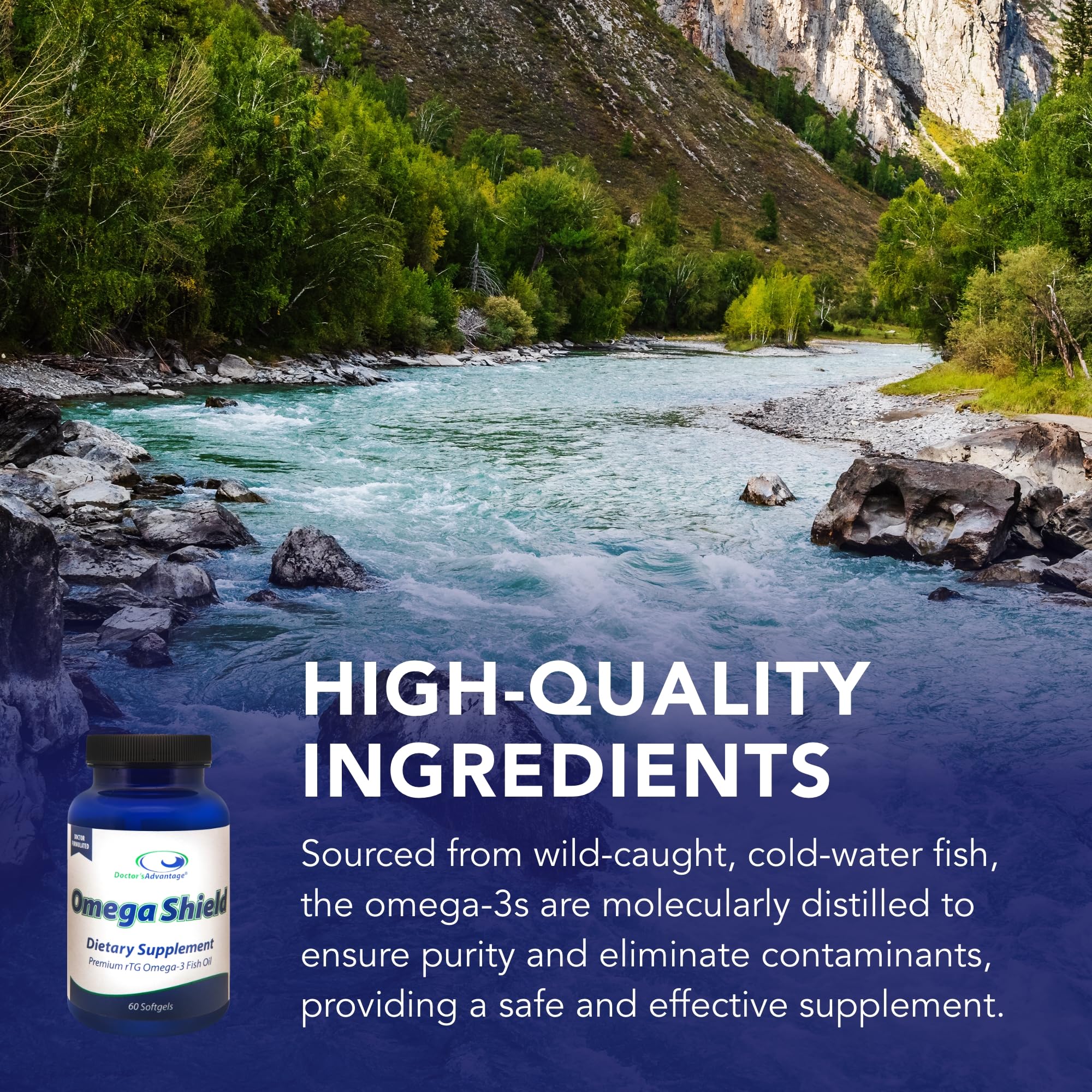 Doctor's Advantage Omega Shield Softgels – Mercury-Free Omega-3 for Heart & Eye Health (60 Softgels, 30-Day Supply)