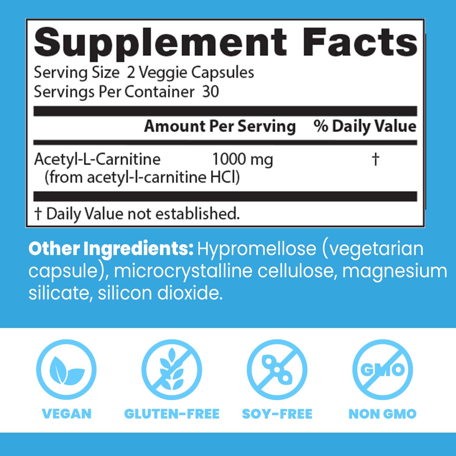 Doctors Best Acetyl-L-Carnitine (ALC) – Supports Mental Focus, Non-GMO, Vegan, 60 Veggie Caps