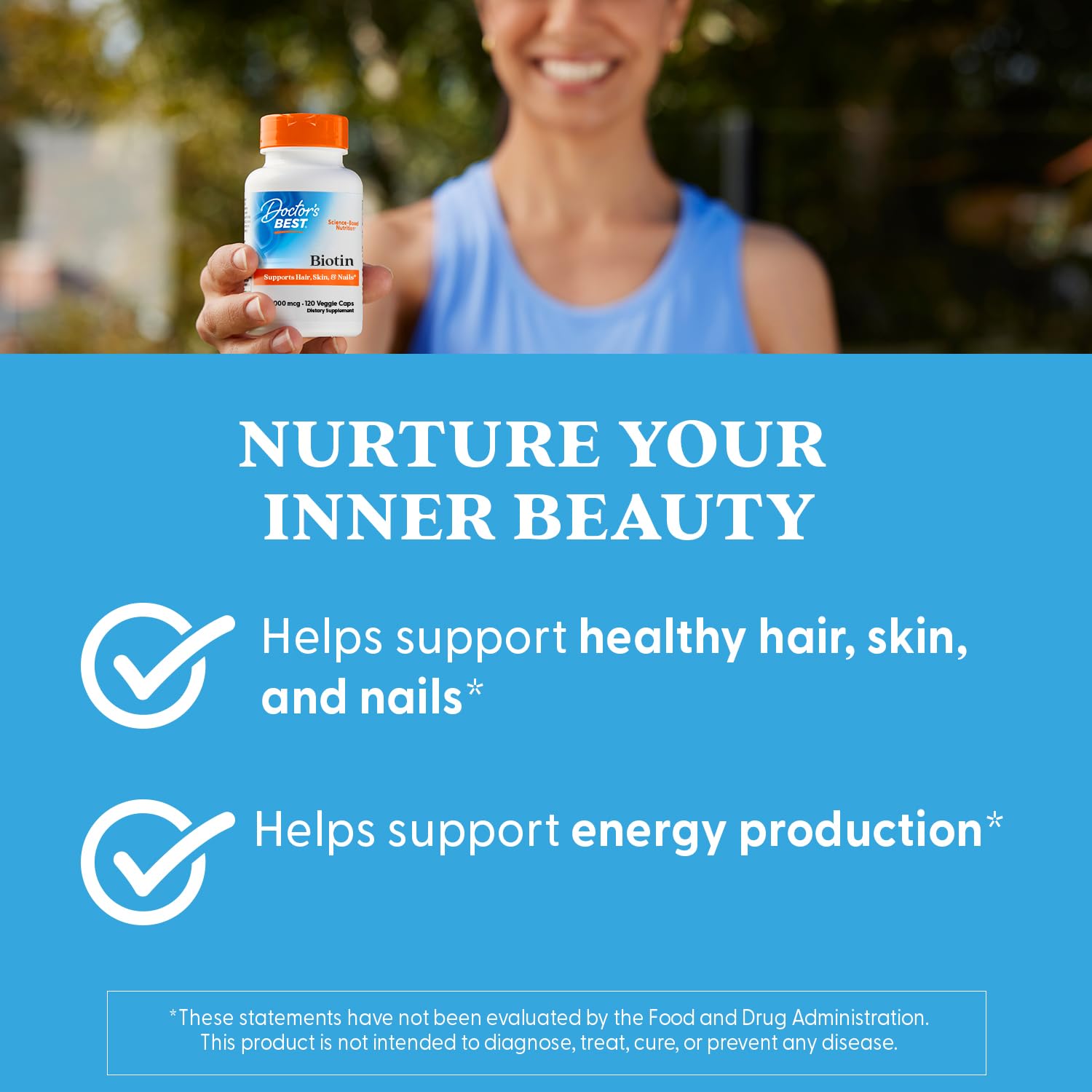 Doctor's Best Biotin - Hair, Skin & Nails | 10,000 mcg | 120 Veggie Caps | Non-GMO, Gluten Free, Soy Free, Vegan