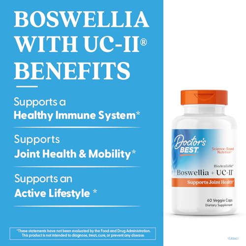 Doctor's Best BioAvailable Boswellia + UC-II – Joint Health, Non-GMO, Gluten Free, Soy Free