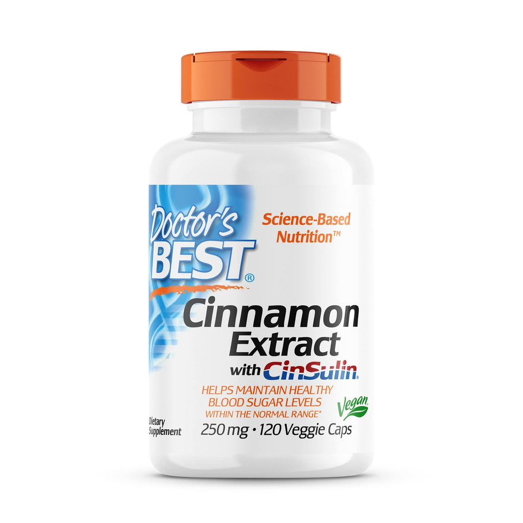 Doctor's Best Cinnamon Extract with CinSulin, Supports Glycemic Balance & Metabolic Response Already Within Normal Range, Non-GMO, Gluten Free, Soy Free, Vegan 120 Veggie Caps