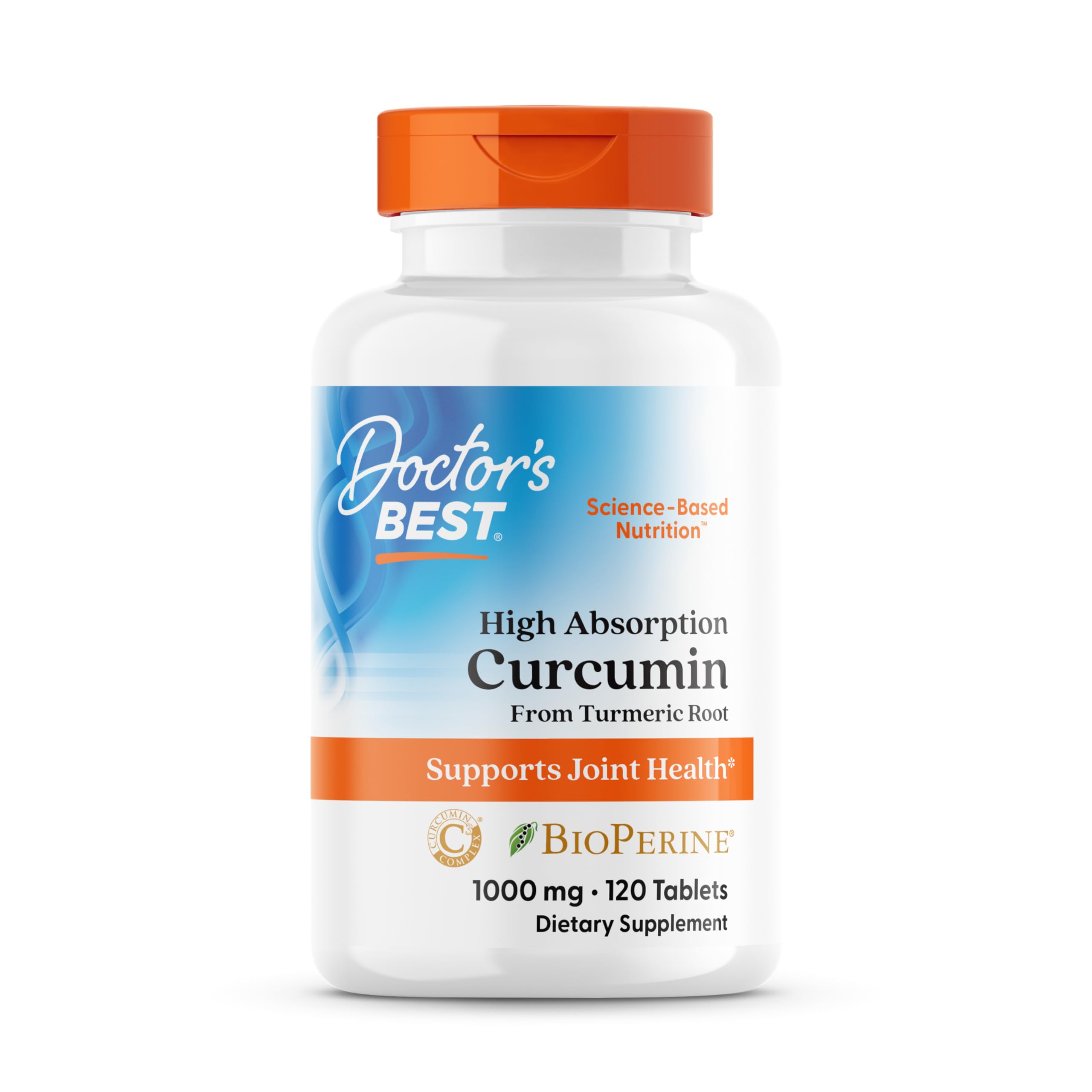 Doctor's Best Curcumin from Turmeric Root with C3 Complex & BioPerine - 1000 mg, 120 Tablets | Joint Support