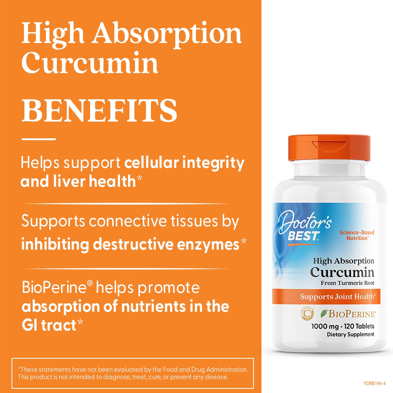 Doctor's Best Curcumin from Turmeric Root with C3 Complex & BioPerine - 1000 mg, 120 Tablets | Joint Support