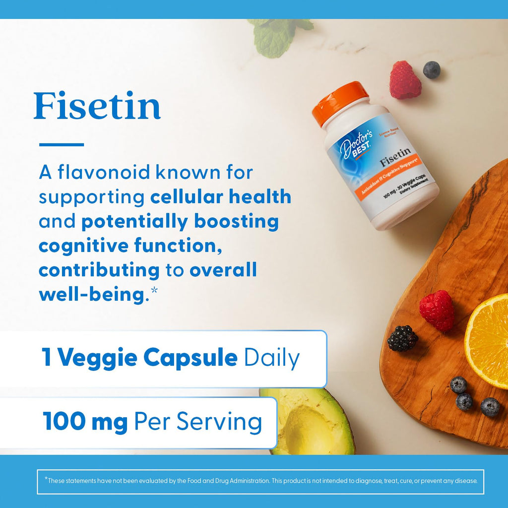 Doctor's Best Fisetin with Novusetin – 100 mg, 30 Count (Non-GMO, Vegan)