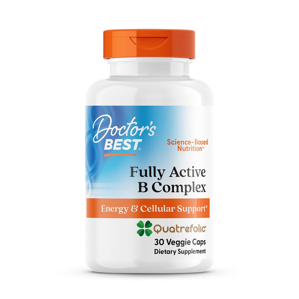 Doctors Best Fully Active B Complex – Energy & Cellular Support (30 Veggie Caps) | Vegan