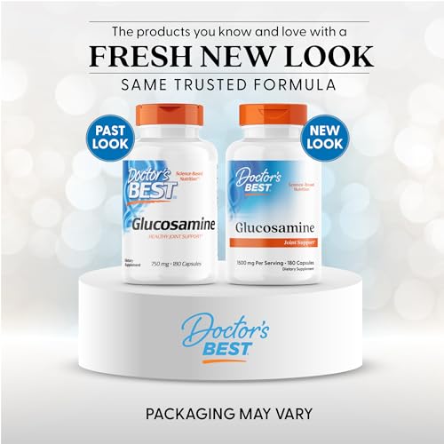 Doctor's Best Glucosamine 1500 mg – Joint Support, 180 Capsules, Non-GMO, Gluten Free, Soy Free