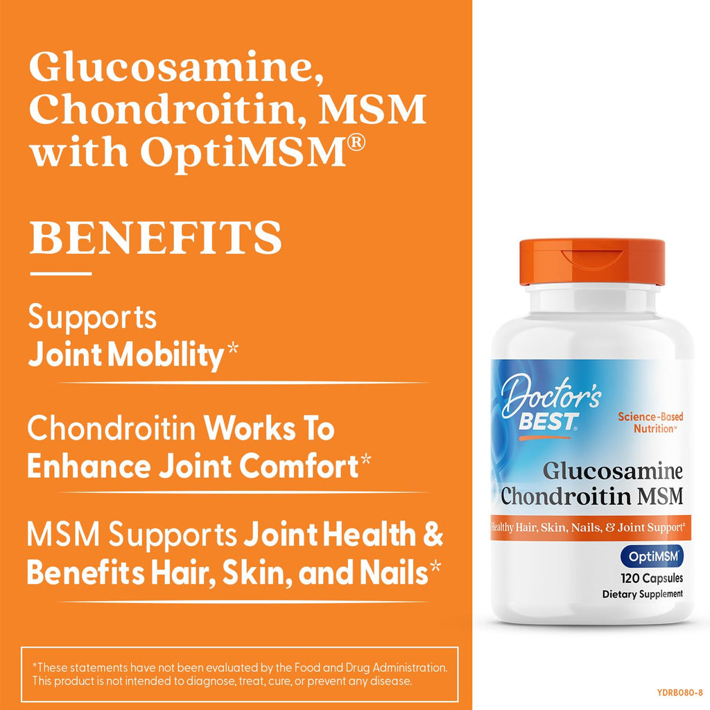 Doctor's Best Glucosamine Chondroitin MSM with OptiMSM | Joint Health Support