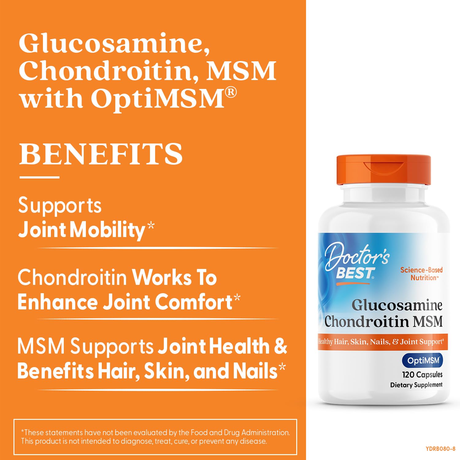 Doctor's Best Glucosamine Chondroitin MSM with OptiMSM | Joint Health Support