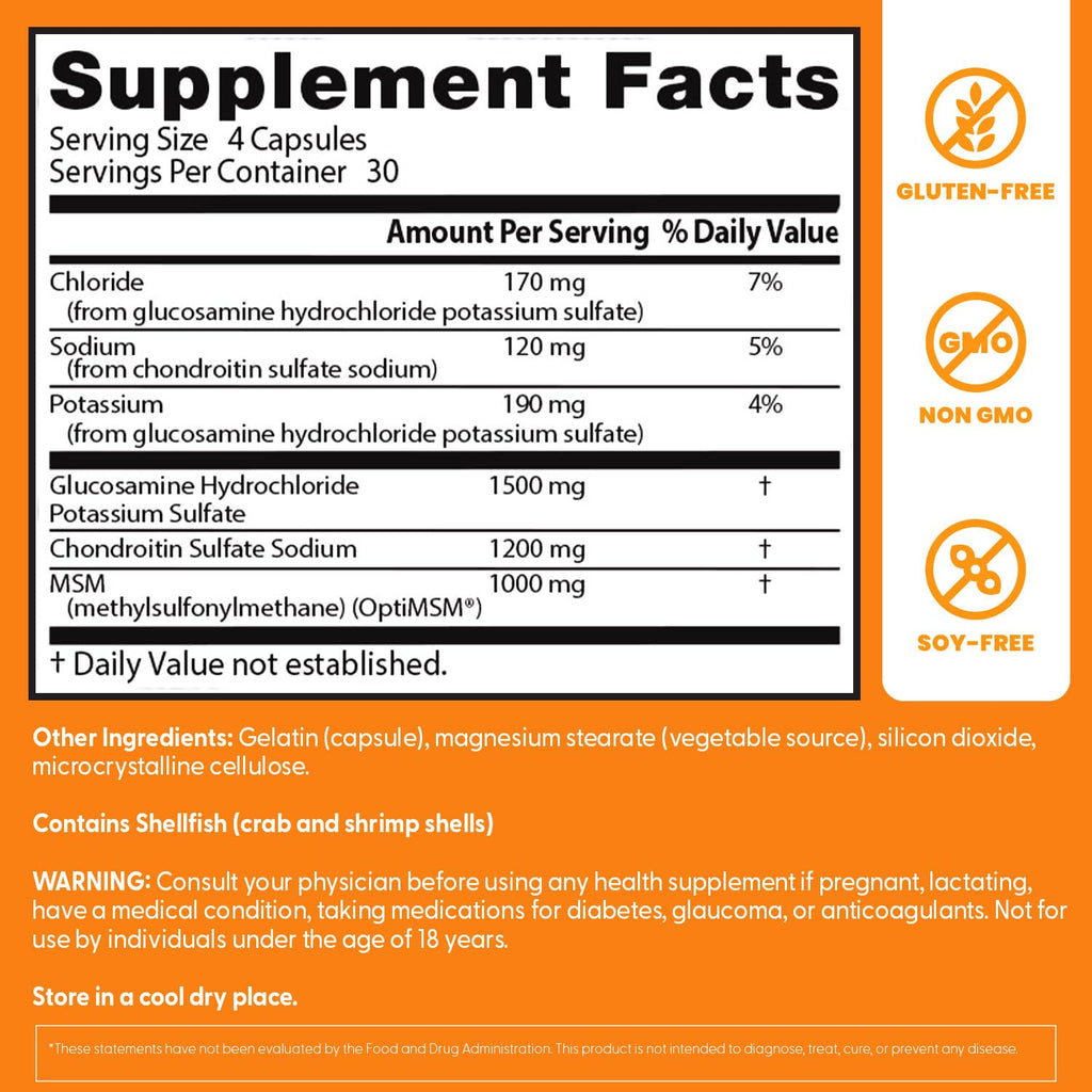 Doctor's Best Glucosamine Chondroitin MSM with OptiMSM | Joint Health Support