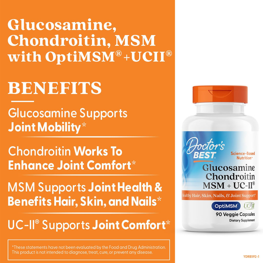 Doctor's Best Glucosamine, Chondroitin, MSM, UCII – Joint Health Support